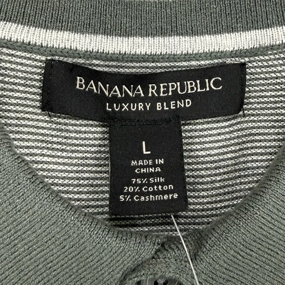 Banana Republic Sweater Polo Men's L NWT Silk Cashmere Luxury Blend Short Sleeve